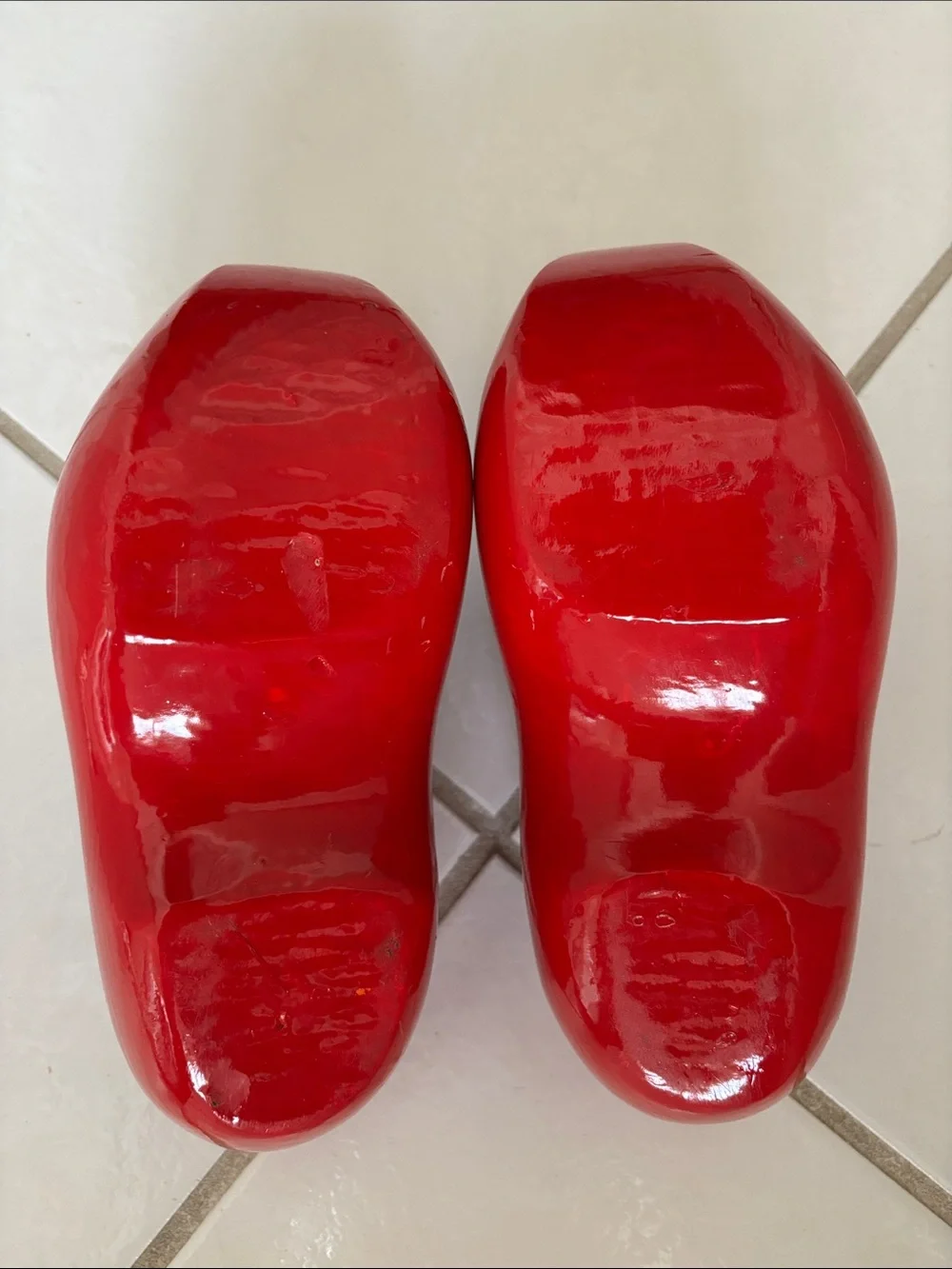 Kids Red Holland Wooden Clogs with Windmill Artwork